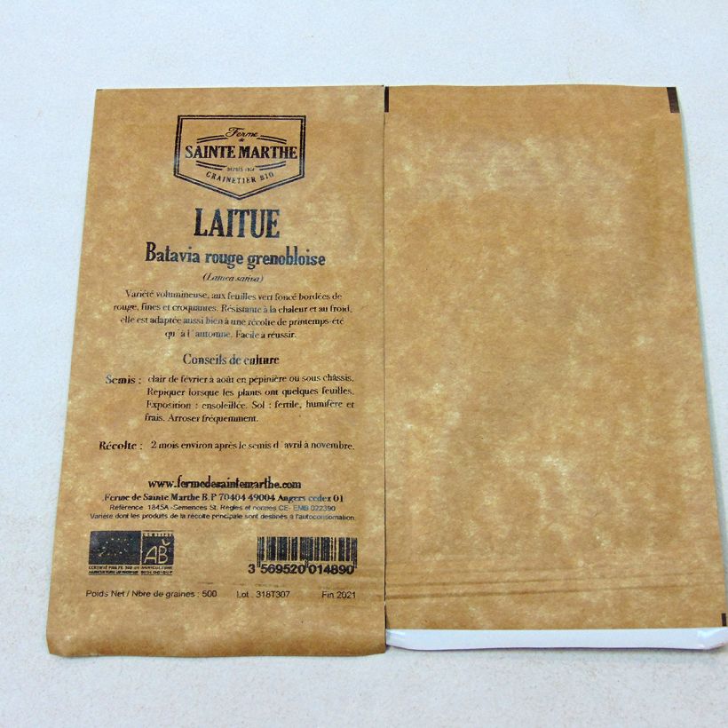Example of Batavian Lettuce Rouge Grenobloise - Ferme de Sainte Marthe seeds per pack of 500 seeds specimen as delivered