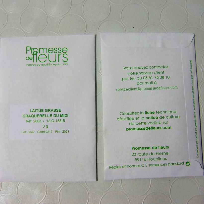 Example of Romaine Lettuce Craquerelle du Midi per pack of 2500 seeds (3g) specimen as delivered