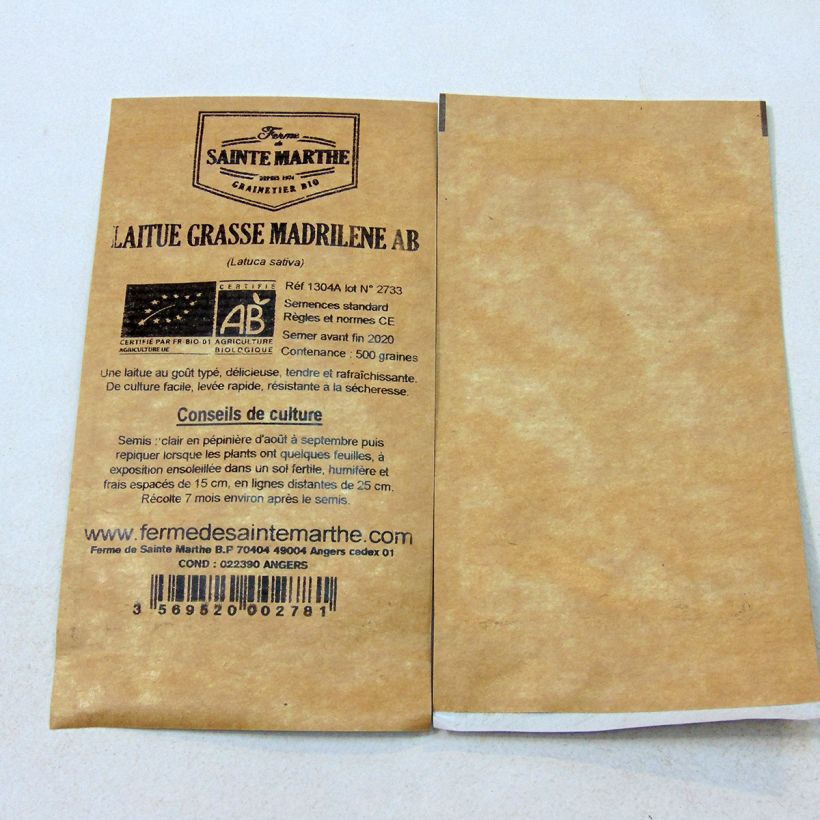 Example of Butterhead Lettuce Madrilène - Ferme de Sainte Marthe seeds per pack of 500 seeds specimen as delivered
