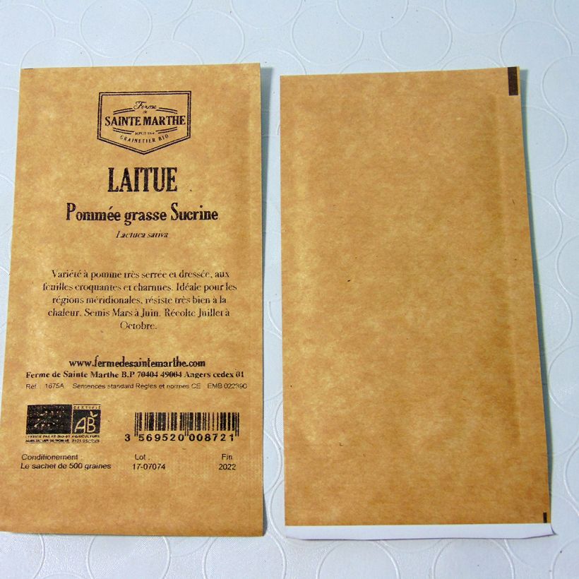 Example of Romaine Lettuce Sucrine - Ferme de Sainte Marthe seeds per pack of 500 seeds specimen as delivered