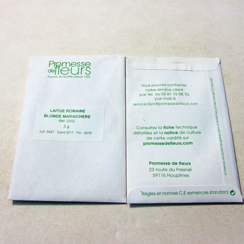 Example of Romaine Lettuce Blonde Maraichère - Lactuca sativa per pack of 2500 seeds (3g) specimen as delivered