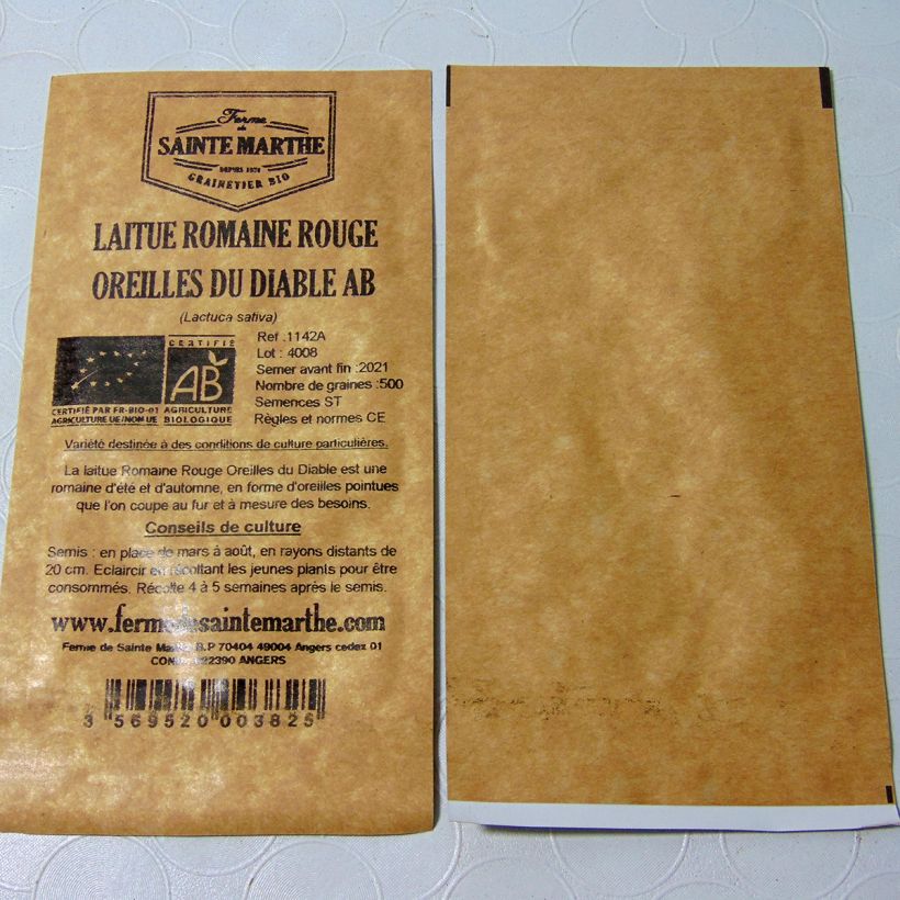 Example of Romaine Lettuce Devils Ear - Ferme de Sainte Marthe seeds per pack of 450 seeds specimen as delivered