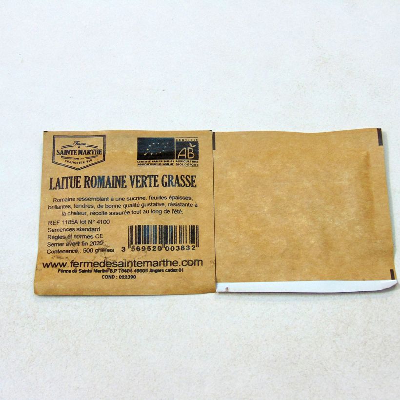 Example of Romaine Lettuce Verte Grasse - Ferme de Sainte Marthe seeds per pack of 500 seeds specimen as delivered