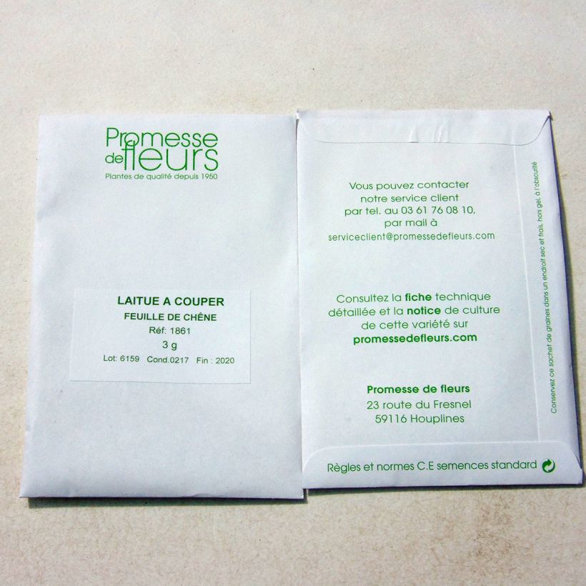 Example of Oak Leaf Lettuce Blonde à graine noire - Lactuca sativa per pack of 2500 seeds (3g) specimen as delivered