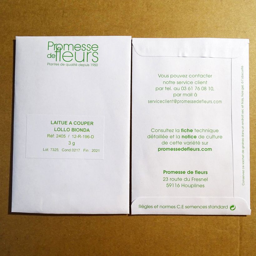 Example of Loose leaf Lettuce Lollo Bionda per pack of 2500 seeds (3g) specimen as delivered