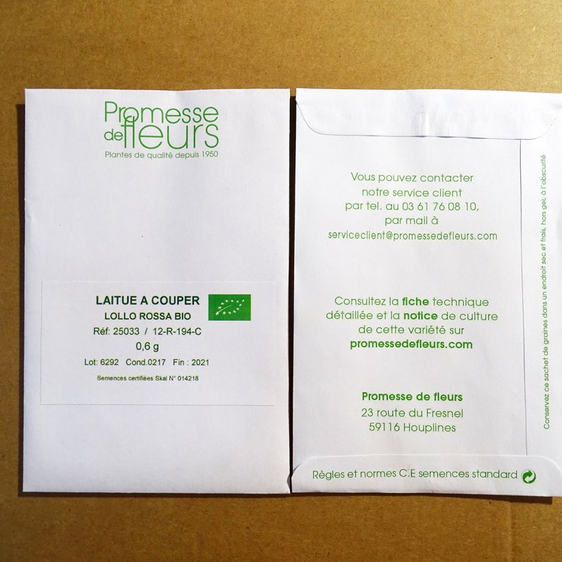 Example of Organic Lettuce Lollo Rossa - Lactuca sativa specimen as delivered