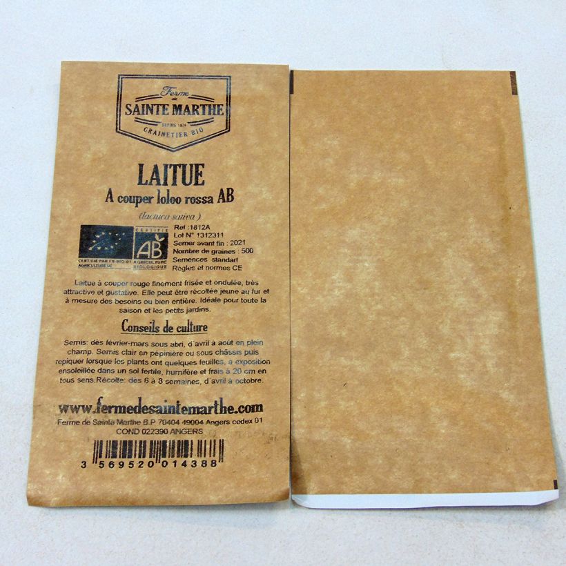 Example of Loose leaf Lettuce Lollo Rossa - Ferme de Sainte Marthe seeds per pack of 500 seeds specimen as delivered