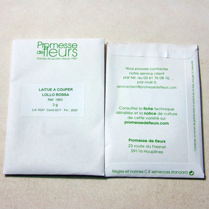 Example of Lettuce Lollo Rossa - Lactuca sativa per pack of 2500 seeds (3g) specimen as delivered