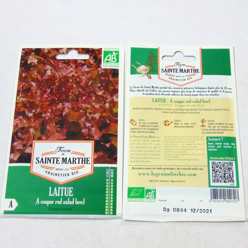 Example of Loose leaf Lettuce Red Salad Bowl - Ferme de Sainte Marthe seeds per pack of 4000 seeds (3g) specimen as delivered