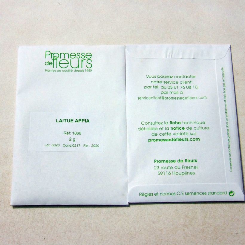 Example of Butterhead Lettuce Appia - Lactuca sativa per pack of 1700 seeds (2g) specimen as delivered