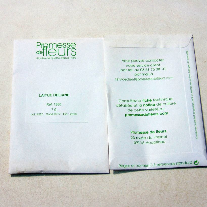Example of Butterhead Lettuce Deliane per pack of 850 seeds (1g) specimen as delivered