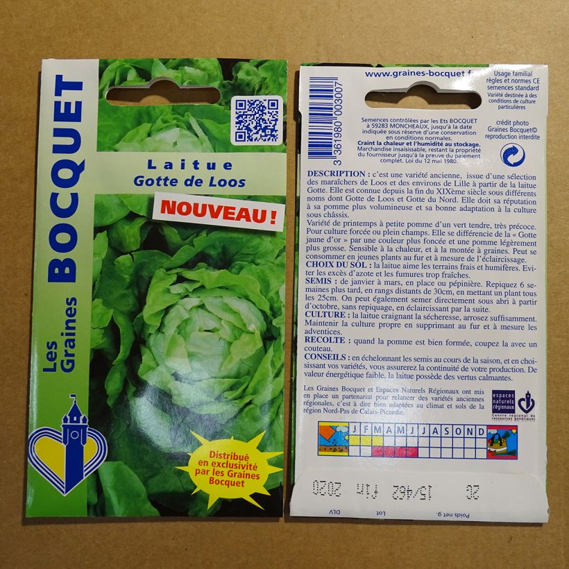 Example of Butterhead Lettuce Gotte de Loos - Lactuca sativa per pack of 1600 seeds (2g) specimen as delivered