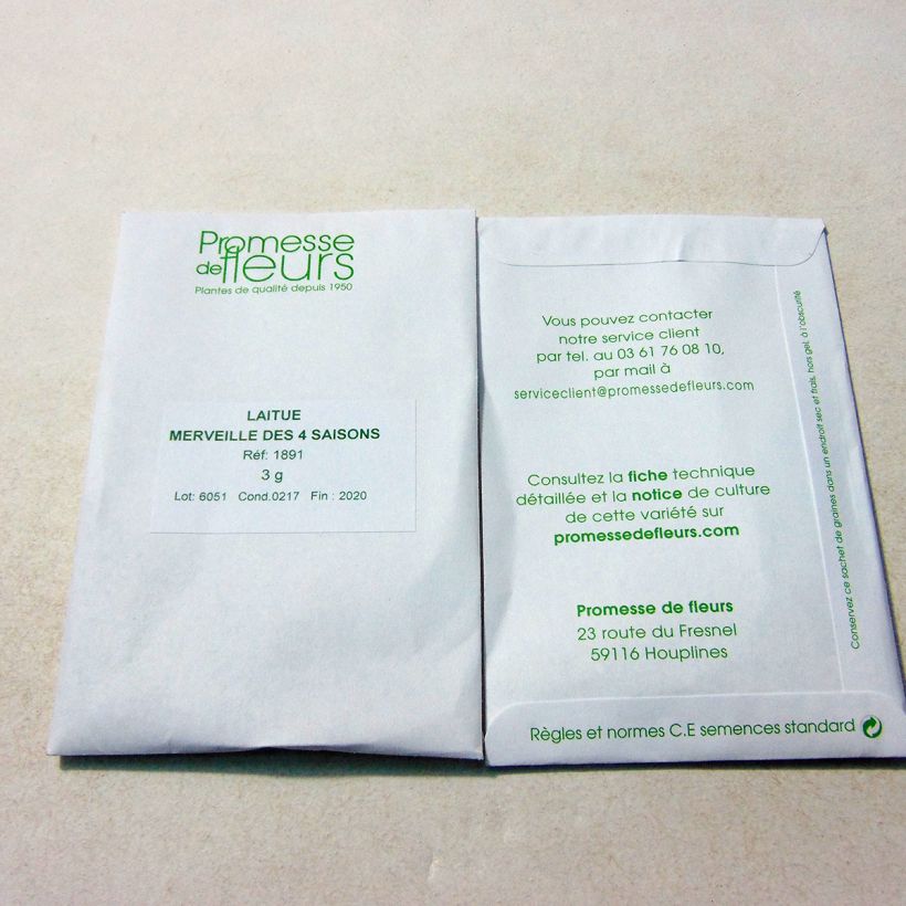 Example of Butterhead Lettuce Merveille des 4 saisons - Lactuca sativa per pack of 2500 seeds (3g) specimen as delivered