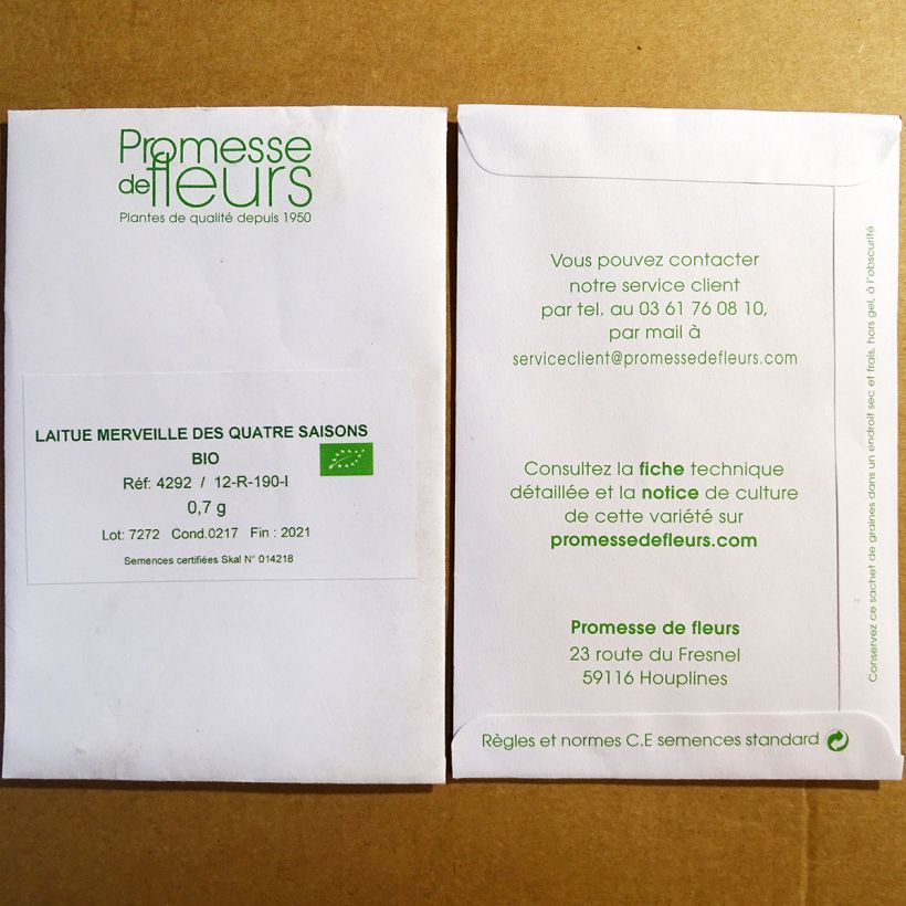 Example of Butterhead Lettuce Marvel of Four Seasons per pack of 1000 seeds (1,5g) specimen as delivered