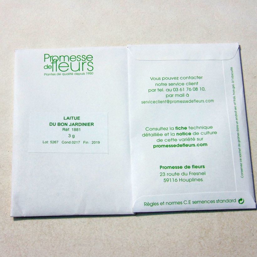 Example of Butterhead Lettuce Du Bon Jardinier - Lactuca sativa per pack of 2500 seeds (3g) specimen as delivered