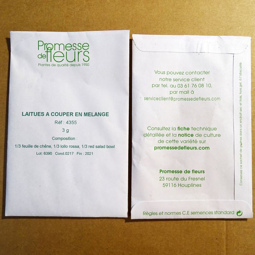 Example of Loose leaf Lettuce Mix per pack of 2500 seeds (3g) specimen as delivered
