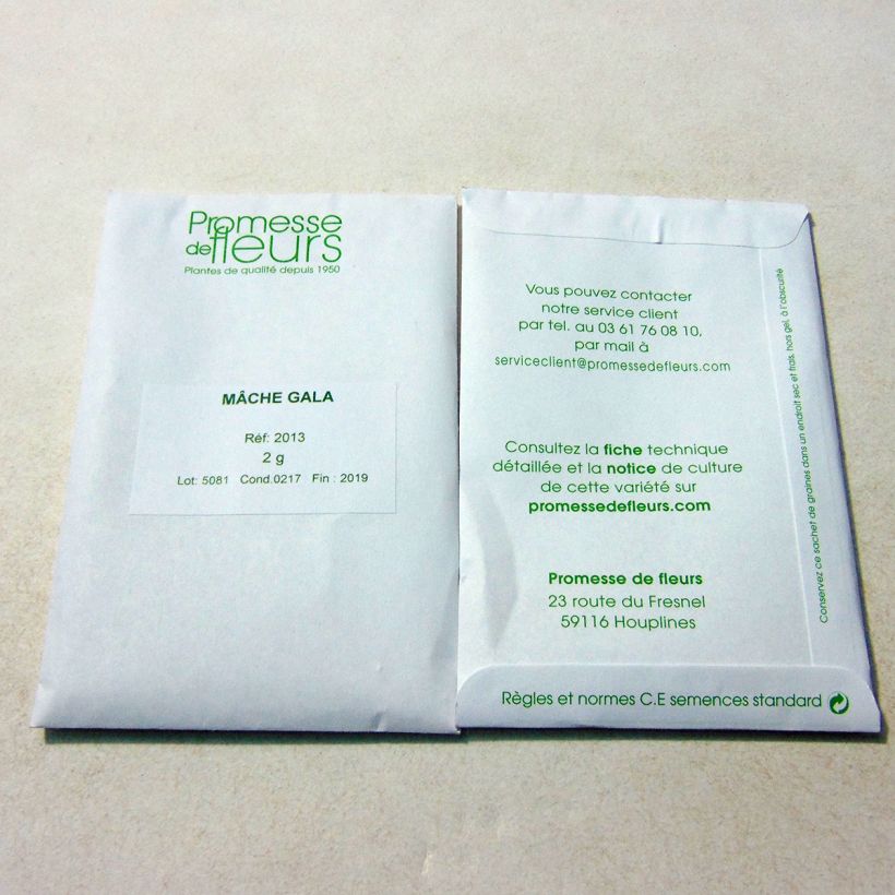 Example of Lambs Lettuce Gala - Corn Salad per pack of 1500 seeds (2g) specimen as delivered
