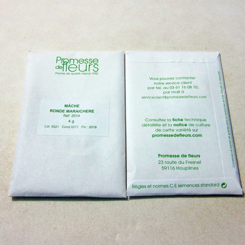 Example of Corn salad Ronde Maraîchère per pack of 3000 seeds (4g) specimen as delivered