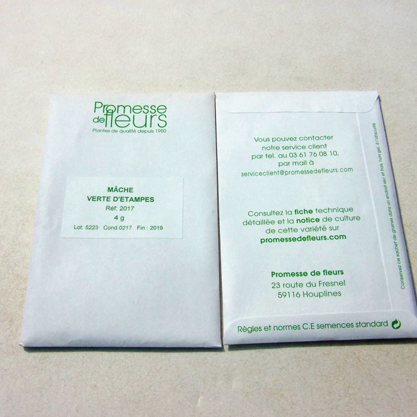 Example of Lambs Lettuce Verte dEtampes per pack of 3000 seeds (4g) specimen as delivered