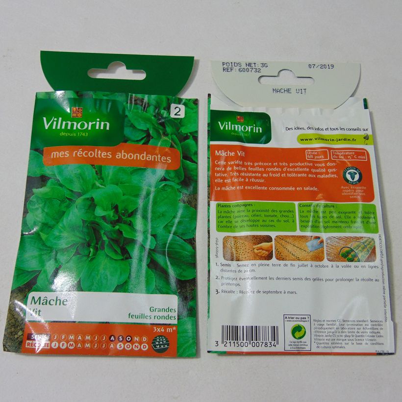 Example of Lambs Lettuce Vit - Vilmorin Seeds per pack of 1500 seeds (3g) specimen as delivered