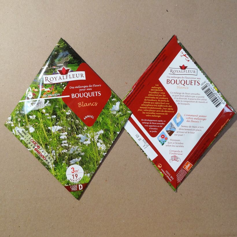Example of Mix of flowers for white bouquets Seeds - Packet 3 m2 per 3 g seed pack specimen as delivered