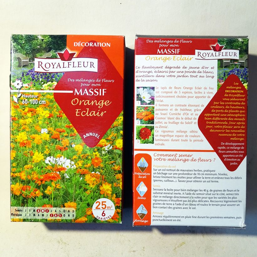 Example of Mix for a bright orange flowerbed - Box to cover 25m2 per 40 g seed pack specimen as delivered