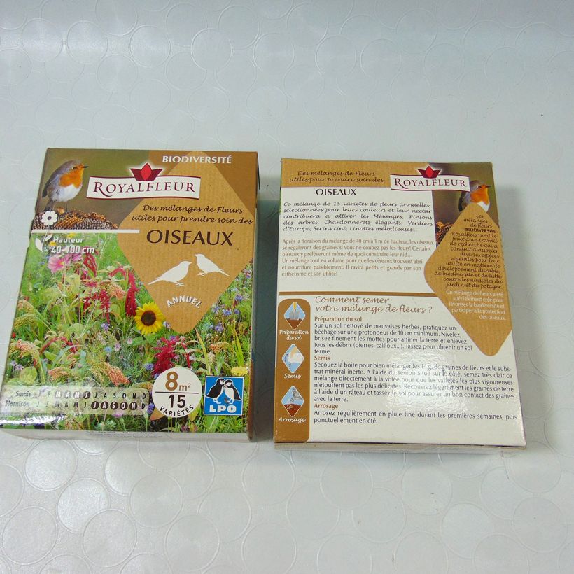 Example of Bird Care Mix - Box for 8m2 per 14 g seed pack specimen as delivered