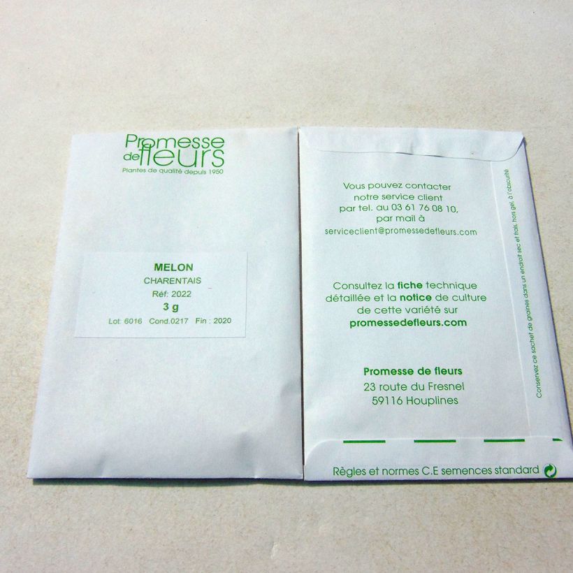 Example of Cucumis melo  per pack of 75 seeds (3g) specimen as delivered