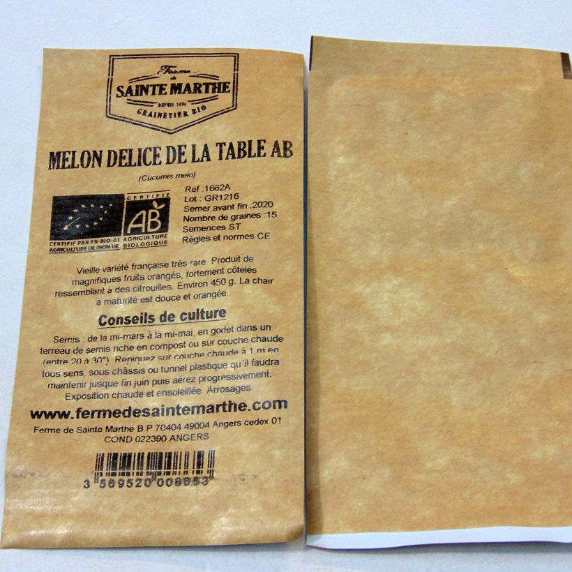 Example of Cucumis melo Délice de la Table per pack of 15 seeds specimen as delivered