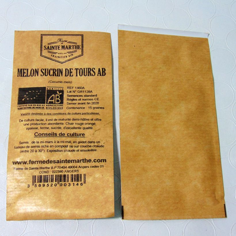 Example of Cucumis melo Sucrin de Tours -  Ferme de Sainte Marthe Seeds per pack of 15 seeds specimen as delivered