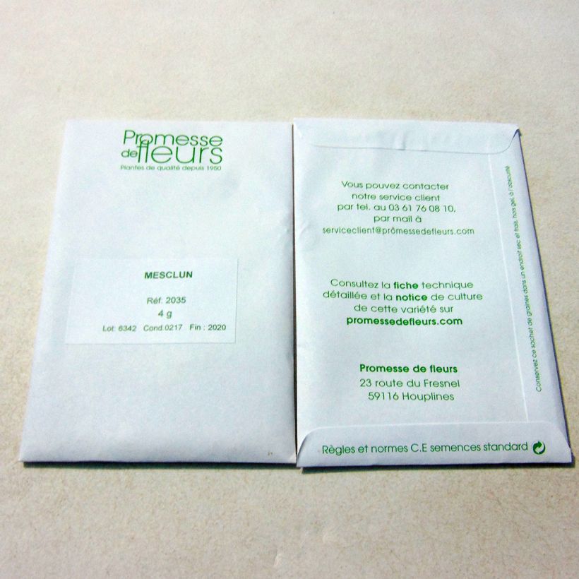 Example of Mesclun - Mixed salad leaves per pack of 3000 seeds (4g) specimen as delivered
