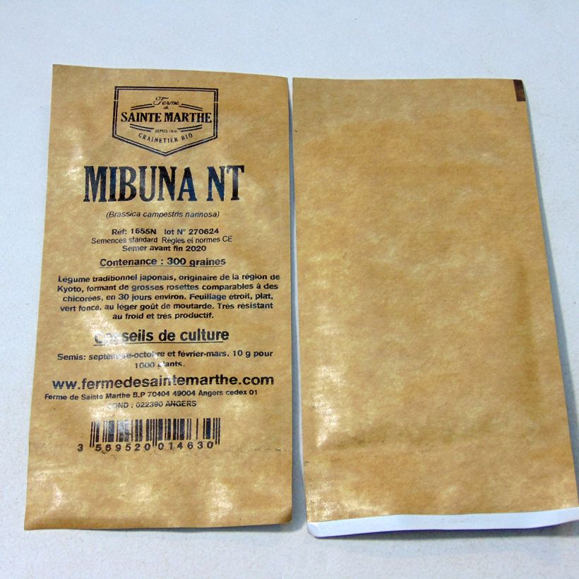 Example of Mibuna - Ferme de Ste Marthe untreated seeds per pack of 300 seeds specimen as delivered