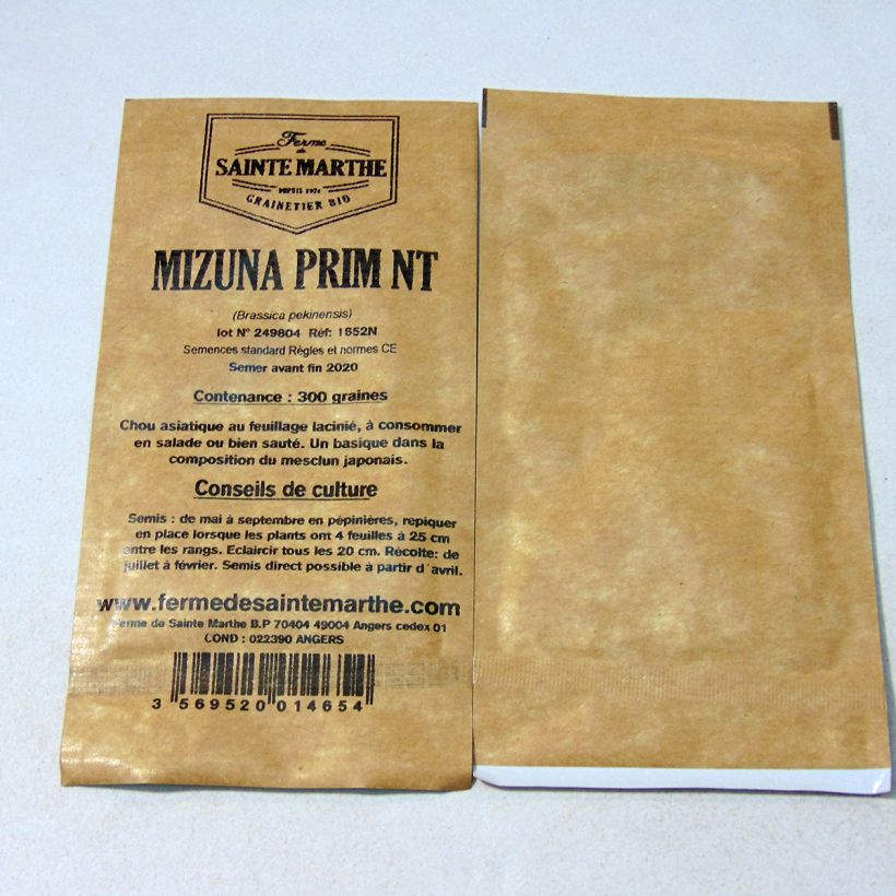 Example of Mizuna Prim (untreated) - Ferme de Sainte Marthe seeds per pack of 300 seeds specimen as delivered