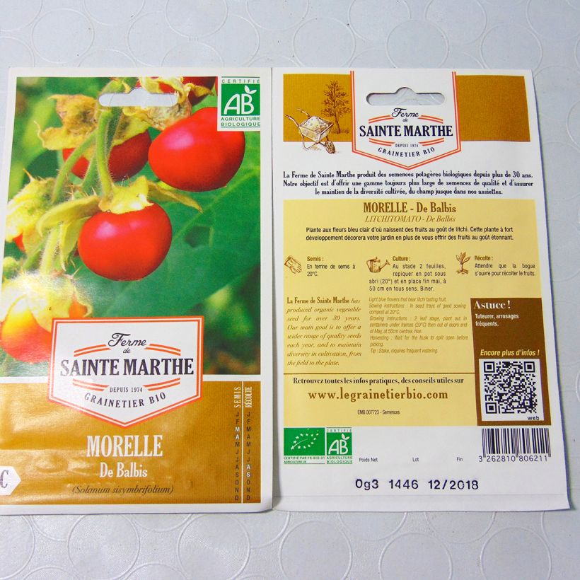 Example of Organic Balbis Nightshade - Ferme de Sainte Marthe seeds per pack of 70 seeds specimen as delivered