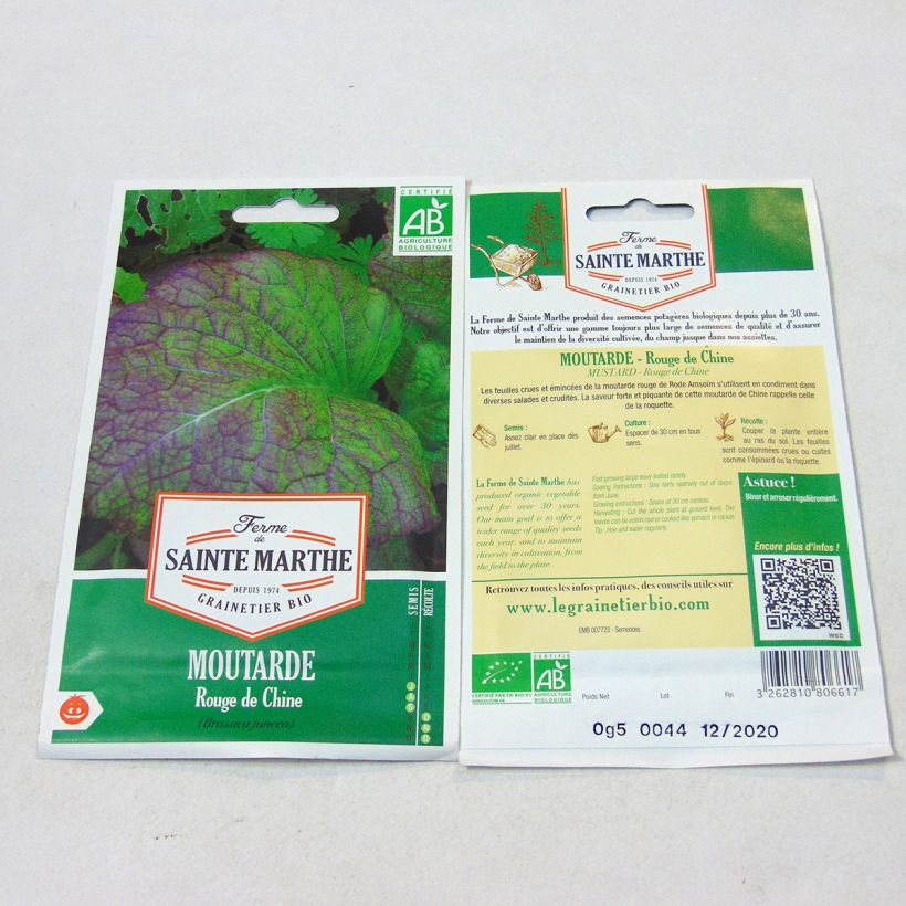 Example of Organic Red Mustard seeds - Ferme de Sainte Marthe seeds - Brassica juncea per pack of 250 seeds (0.5g) specimen as delivered