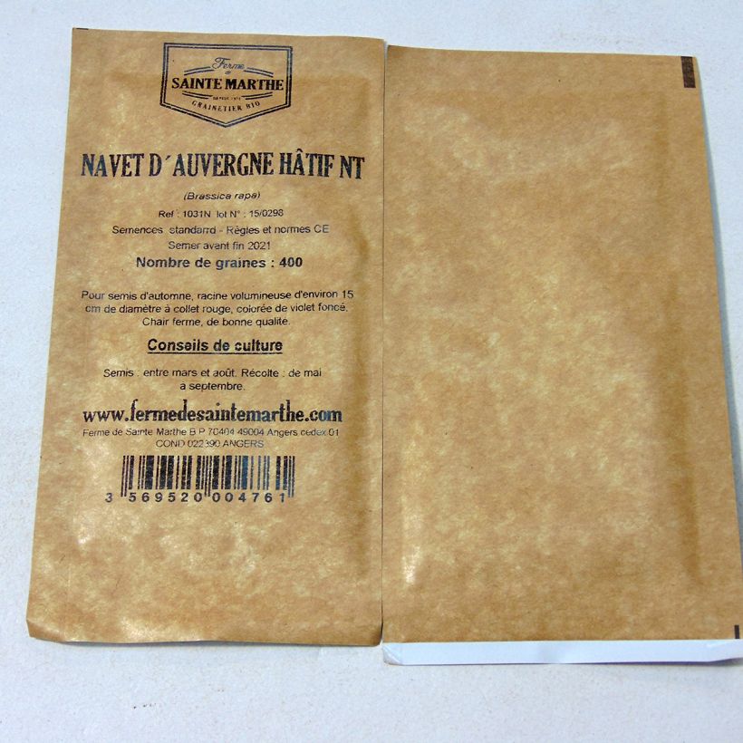 Example of Turnip d'Auvergne Hâtif - Ferme de Sainte Marthe seeds Untreated Seeds - Brassica rapa per pack of 400 seeds specimen as delivered