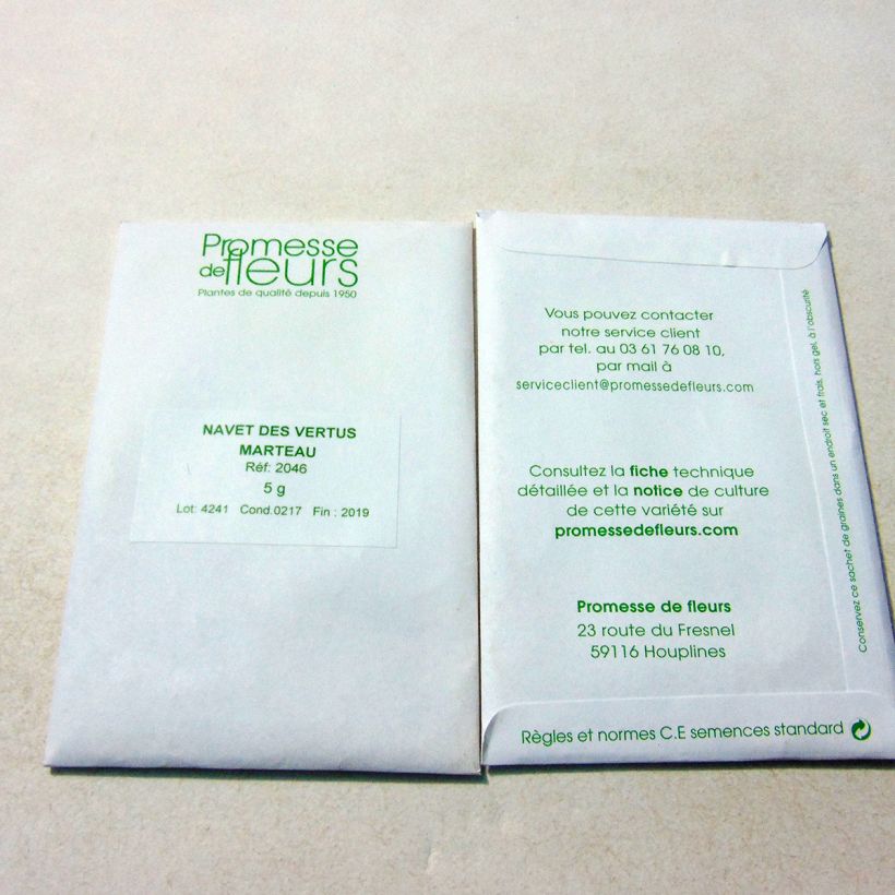 Example of Turnip Vertus Marteau - Brassica rapa per pack of 2000 seeds (5g) specimen as delivered