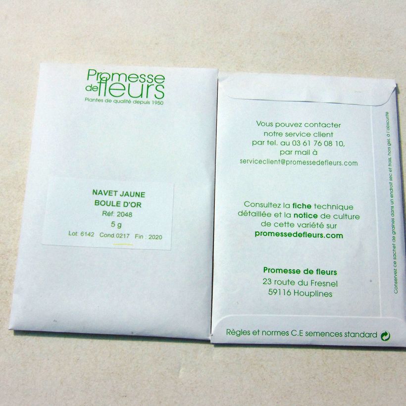 Example of Turnip Boule D'Or- Brassica rapa per pack of 2000 seeds (5g) specimen as delivered