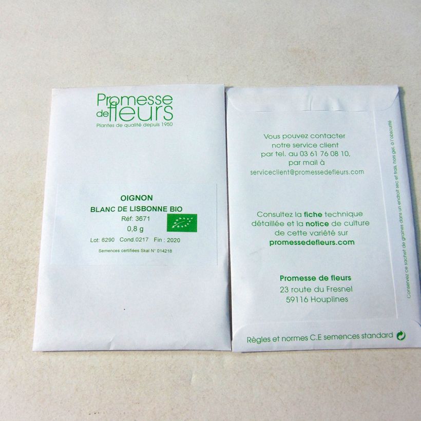 Example of Onion White Lisbon Organic per pack of 200 seeds (0,8g) specimen as delivered