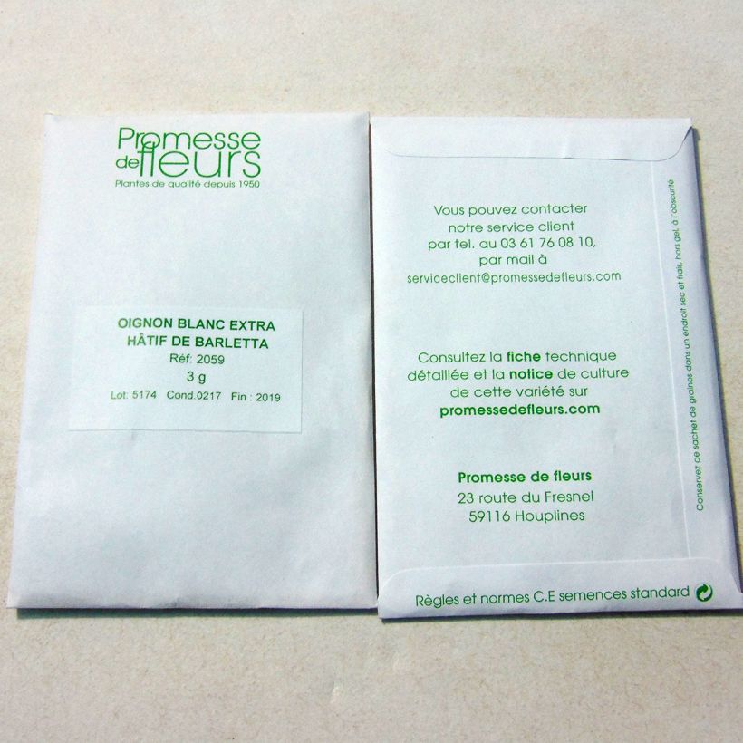 Example of White Onion Barletta per pack of 600 seeds (3g) specimen as delivered
