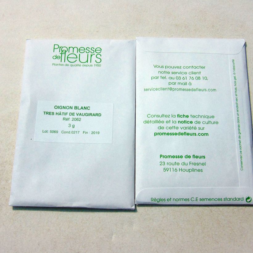 Example of White Onion De Vaugirard per pack of 600 seeds (3g) specimen as delivered