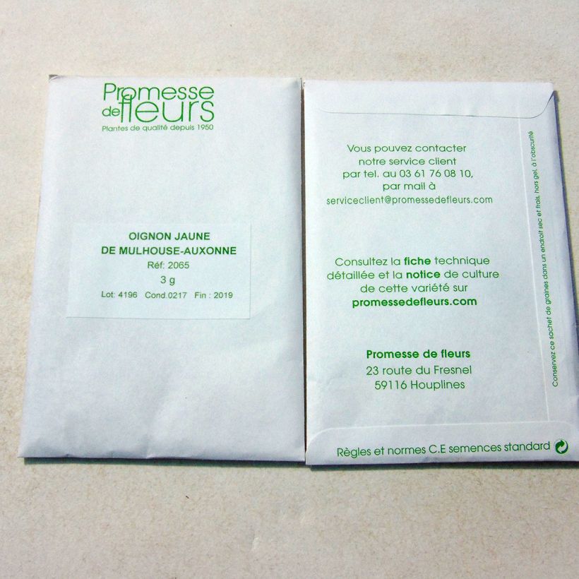 Example of Jaune de Mulhouse Onion - Allium cepa per pack of 750 seeds (3g) specimen as delivered