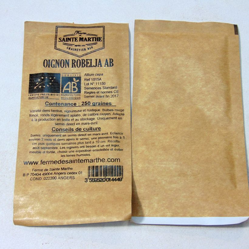 Example of Organic Robelja Onion - Ferme de Sainte Marthe seeds per pack of 250 seeds specimen as delivered