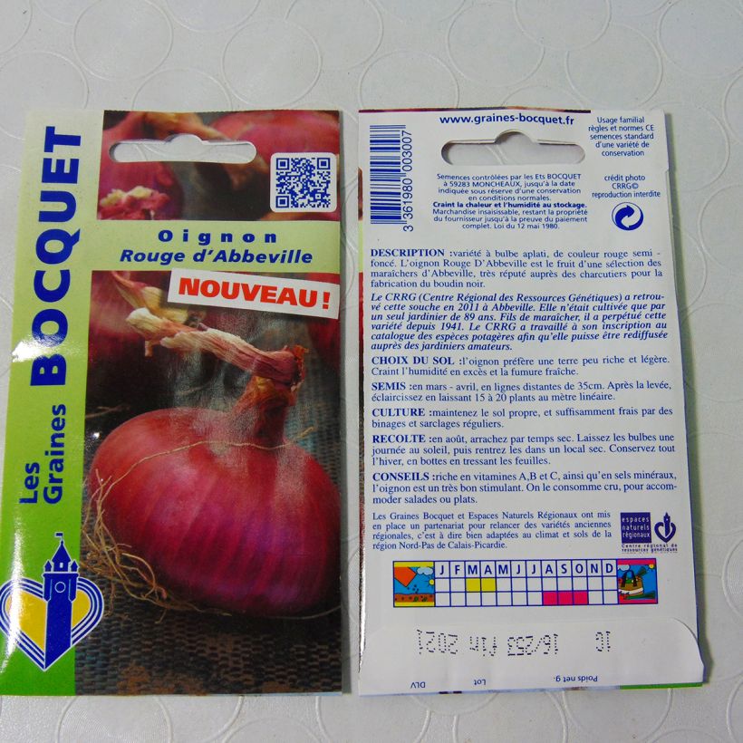 Example of Red Onion DAbbeville per pack of 250 seeds (1g) specimen as delivered