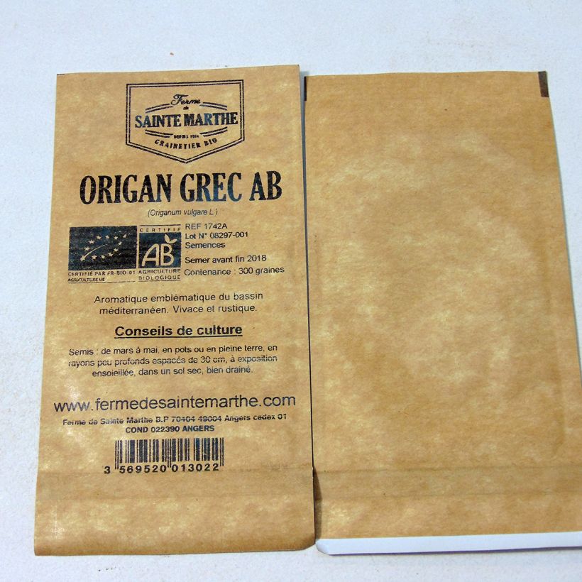 Example of Greek Organic Oregano - Ferme de Sainte Marthe seeds per pack of 300 seeds specimen as delivered