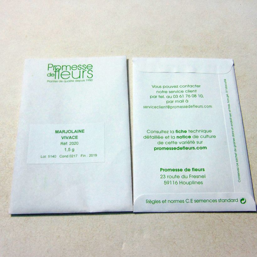 Example of Origanum majorana  per pack of 2000 seeds (0,3g) specimen as delivered