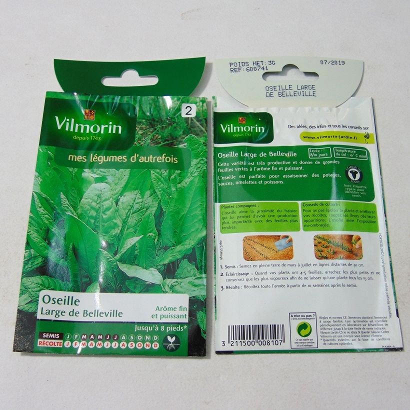 Example of Rumex acetosa Large de Belleville - Vilmorin Seeds per pack of 3000 seeds (3g) specimen as delivered