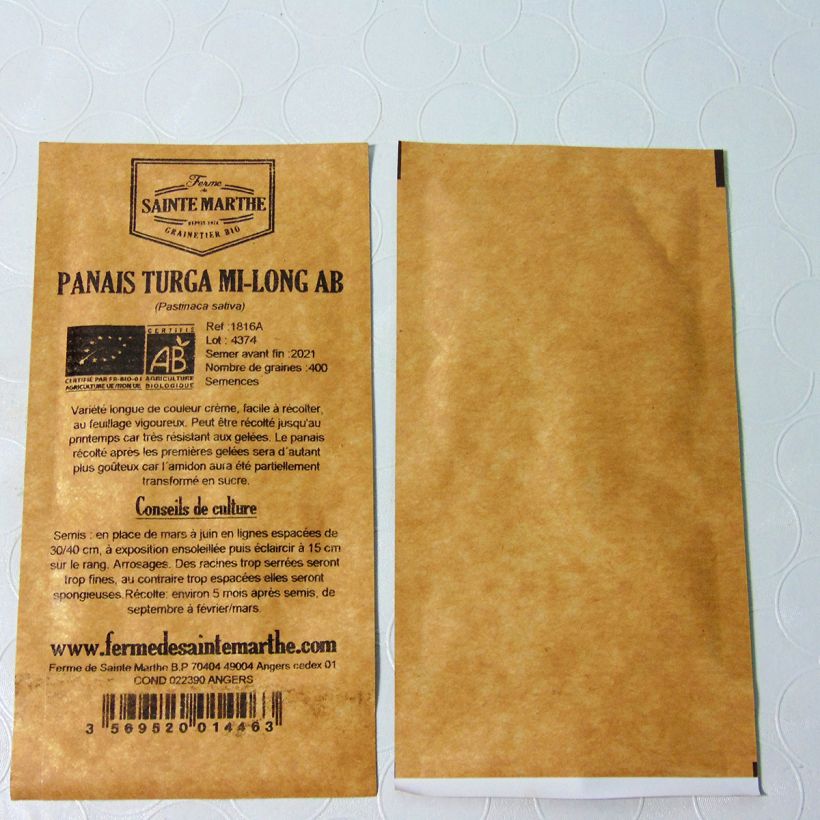 Example of Parsnip Turga - Ferme de Sainte Marthe Seeds per pack of 400 seeds (2g) specimen as delivered