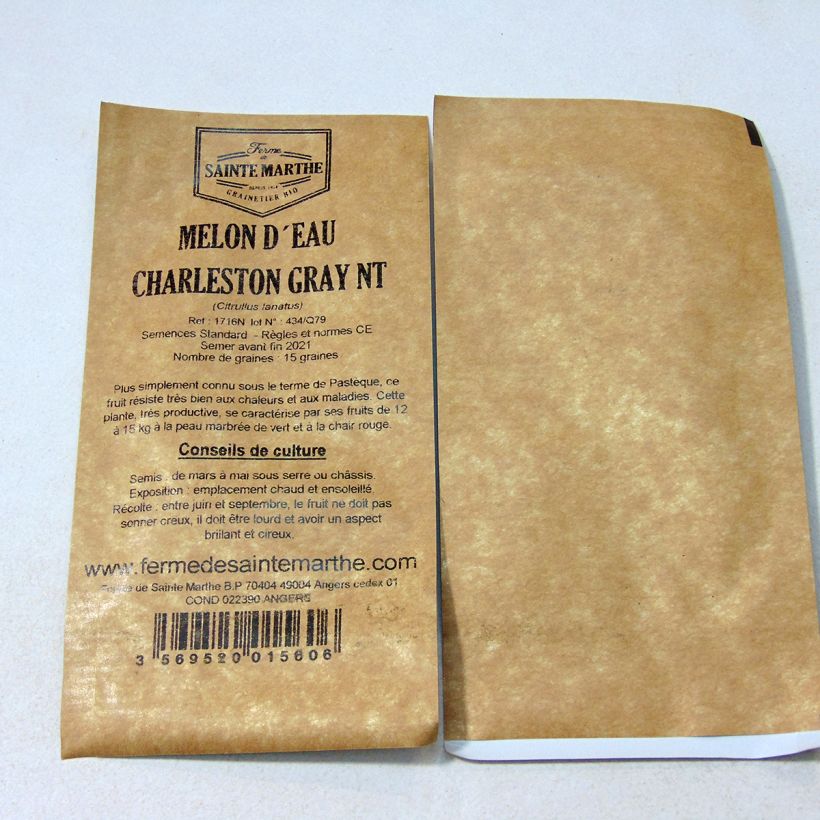 Example of Citrullus lanatus Charleston per pack of 15 seeds (1g) specimen as delivered