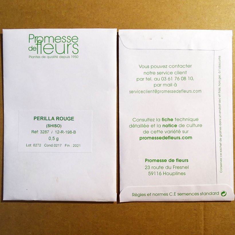 Example of Perilla Rouge - Shiso per pack of 350 seeds (0,5g) specimen as delivered